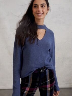 Anthropologie Cutout V-Neck Knit Sweater Medium